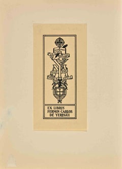 Ex Libris Fermin Carlos De Yeregui - Woodcut - Mid 20th Century