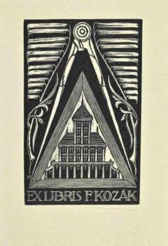 Ex Libris - F.Kozak - Holzschnitt - Mitte des 20. Jahrhunderts