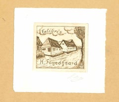 Vintage Ex Libris Fogedgaard - Original Woodcut - 1960s