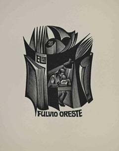 Ex-Libris - Fulvio Oreste - xilografia - Metà del XX secolo