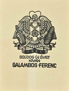 Ex Libris - Galambos Ferenc - Gravure sur bois - Milieu du XXe siècle