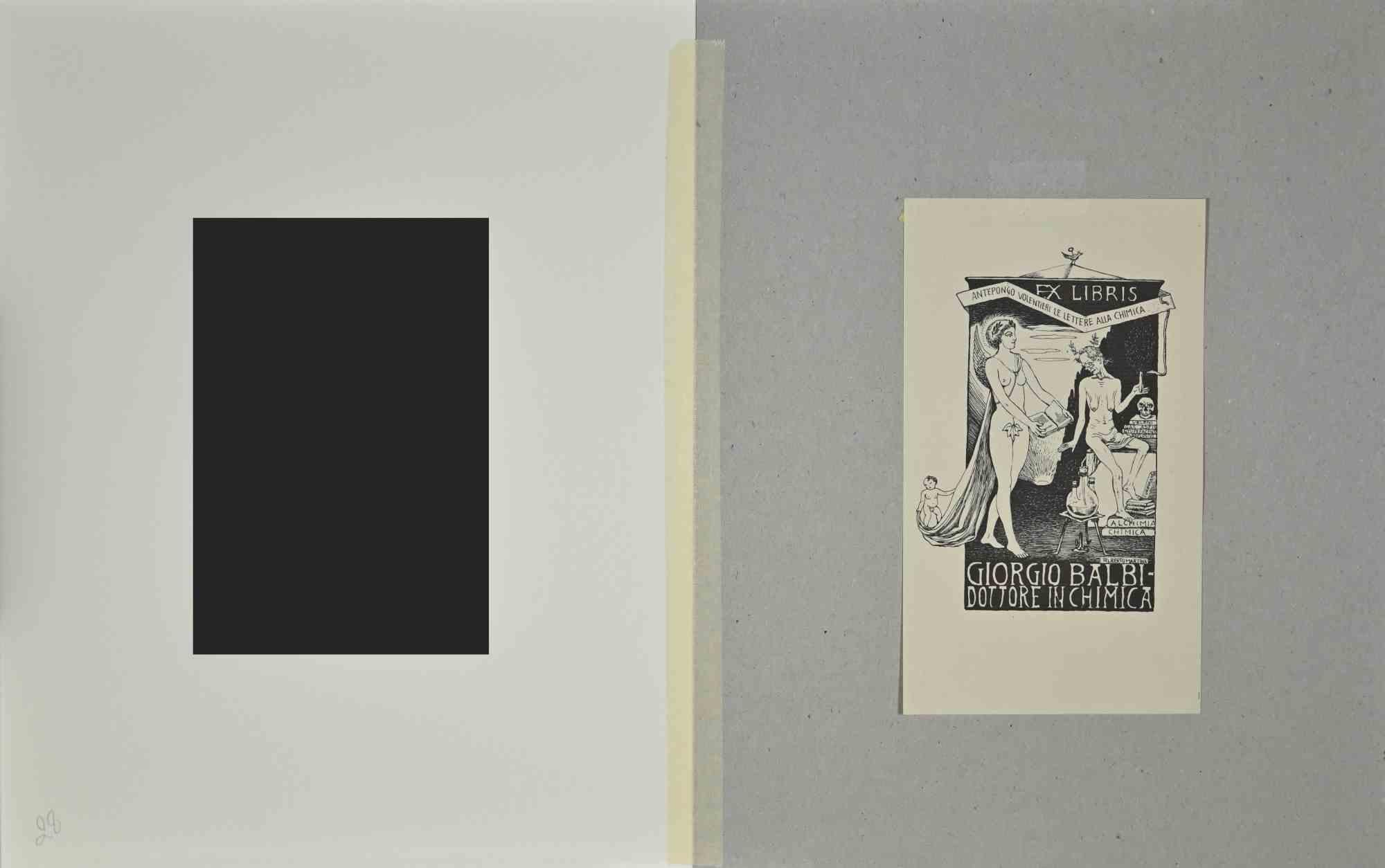 Ex Libris  - Giorgio Balbi  Alchimia – Radierung – Mitte des 20. Jahrhunderts – Print von Unknown