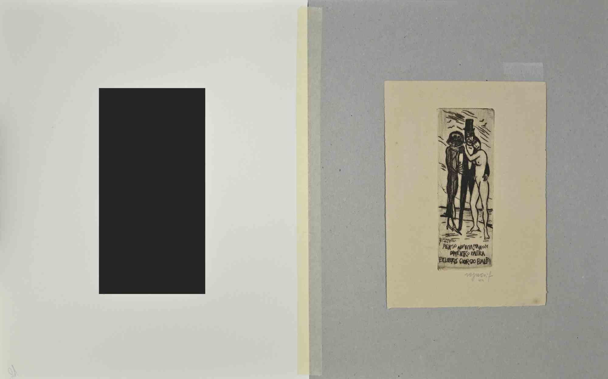 Ex Libris  Giorgio Balbi – Radierung – Mitte des 20. Jahrhunderts – Print von Unknown