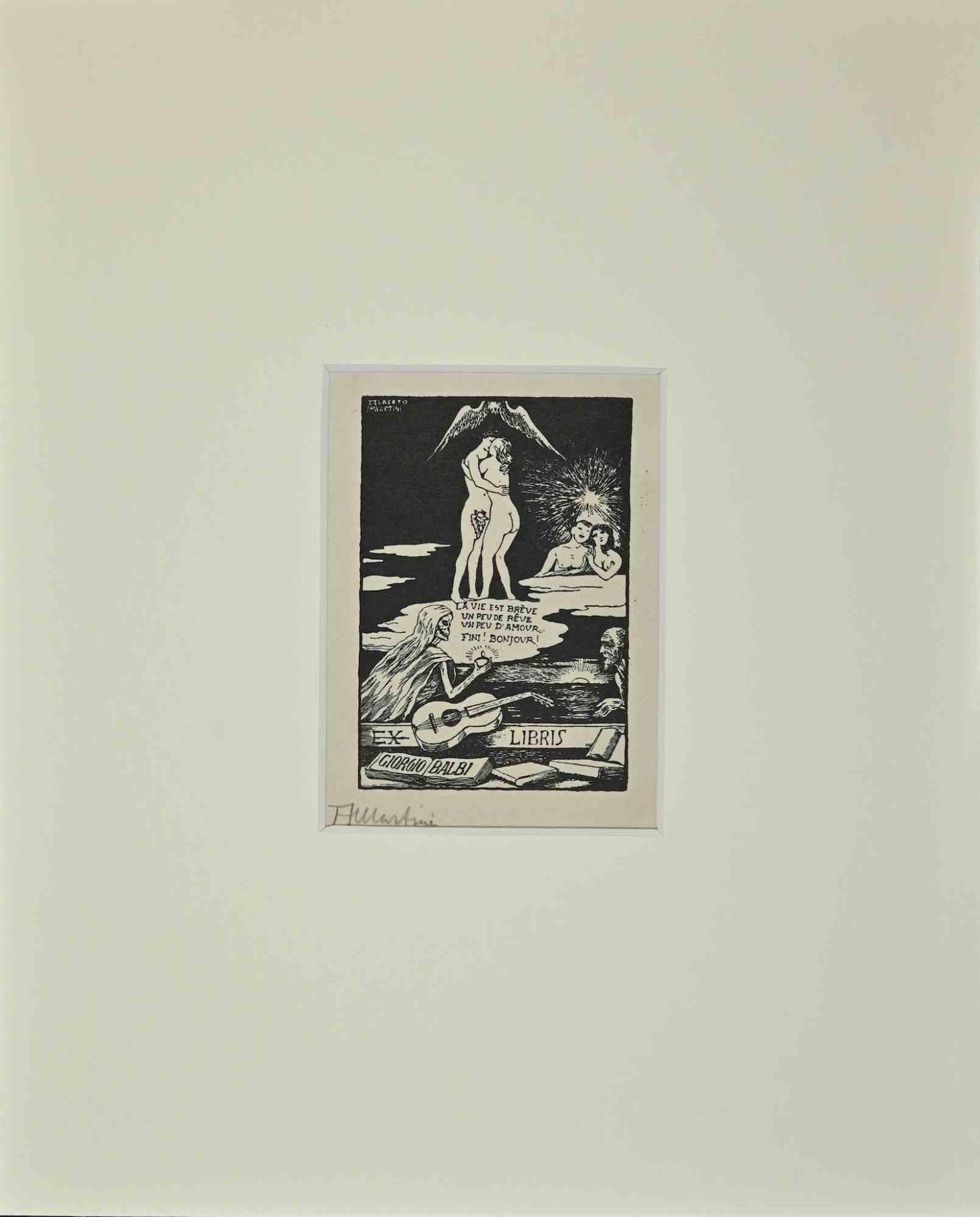 Unknown Figurative Print – Ex Libris - Giorgio Balbi - Radierung  - Mitte des 20. Jahrhunderts