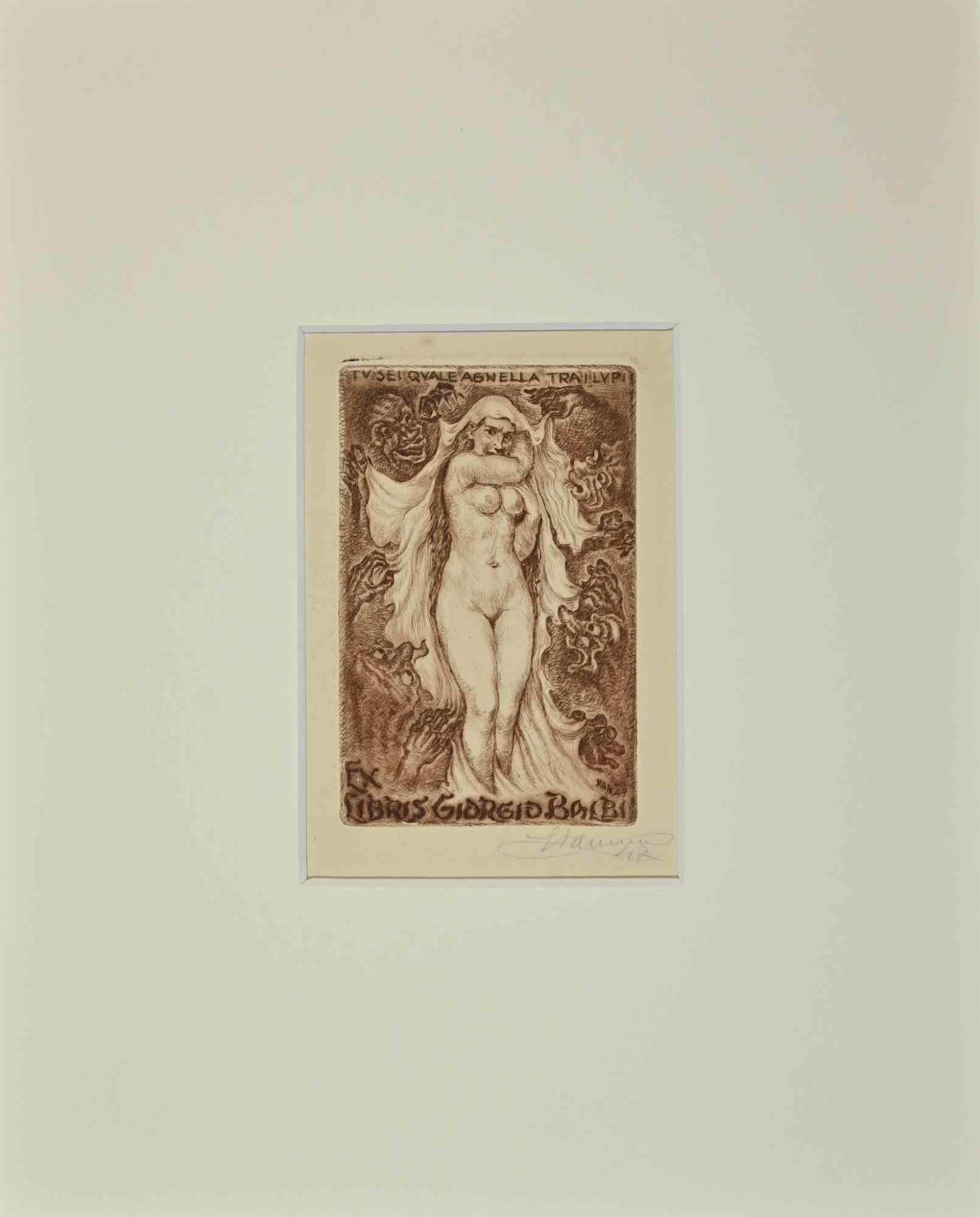 Ex Libris  - Giorgio Balbi - Eau-forte  - Milieu du 20e siècle