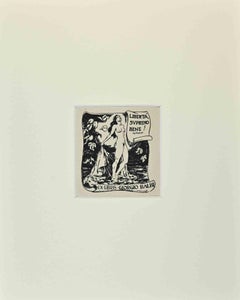 Ex Libris-Giorgio Balbi-Libertà, Supremo Bene!-Stampa su legno - Metà del XX secolo