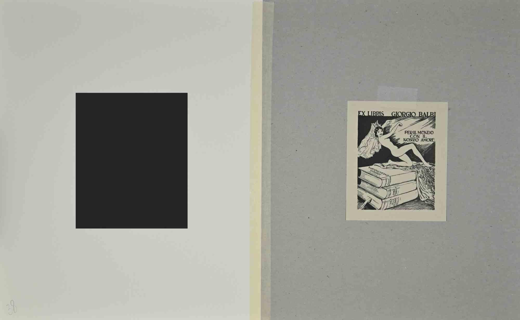 Ex Libris  - Giorgio Balbi  - Per il Mondo - Gravure sur bois - Milieu du XXe siècle - Print de Unknown