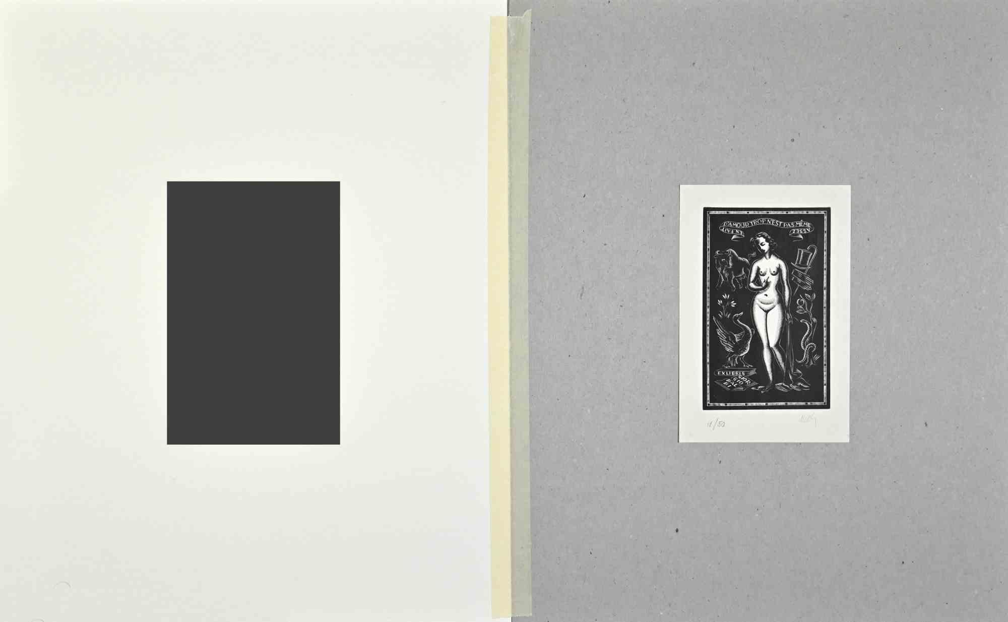 Ex Libris  - Giorgio Balbi - Xilografia - Metà del XX secolo - Print di Unknown