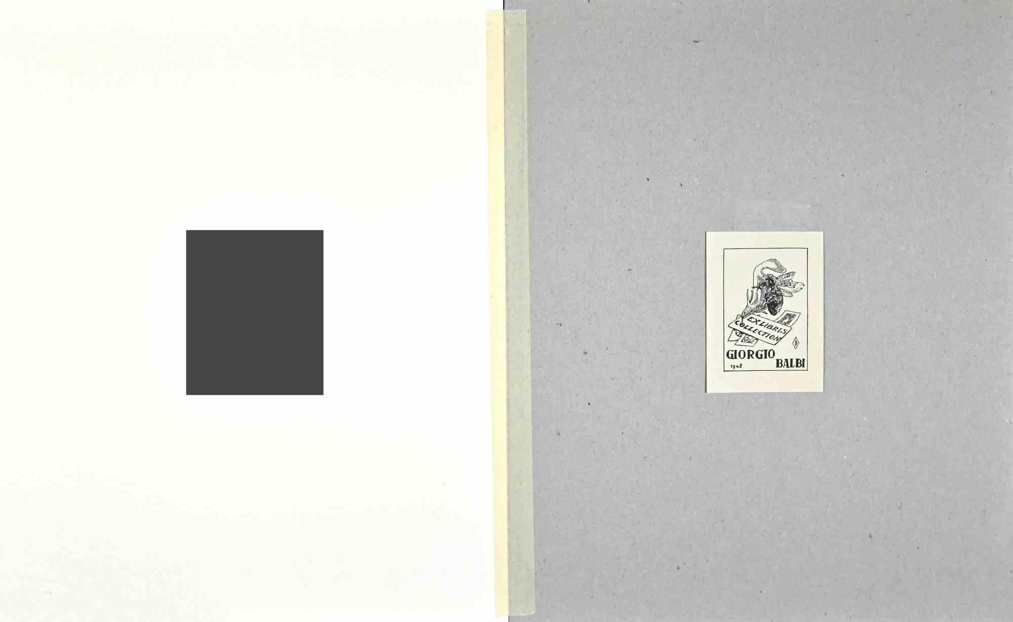 Ex Libris  - Giorgio Balbi - Gravure sur bois - Milieu du XXe siècle - Print de Unknown