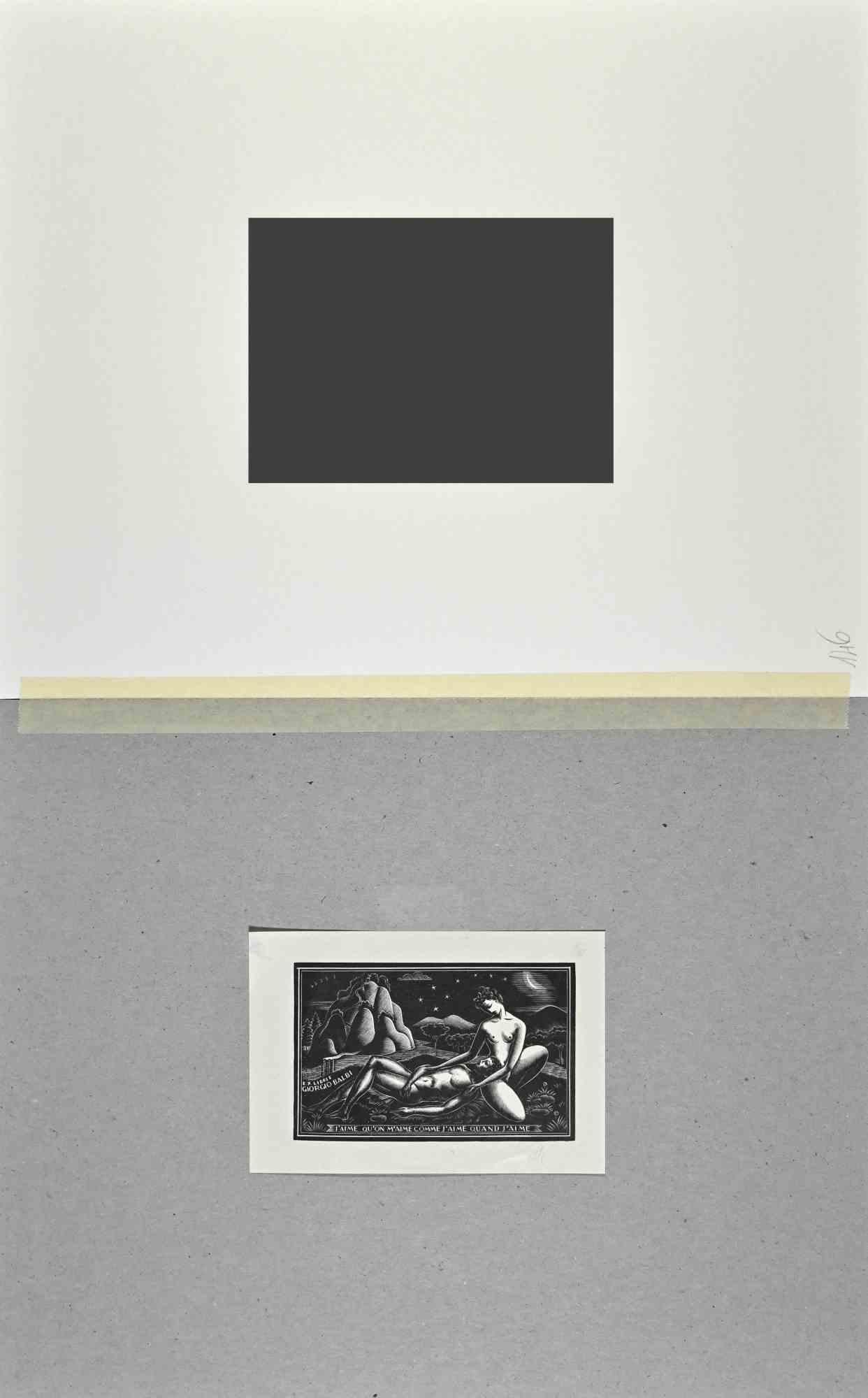 Ex Libris  Giorgio Balbi – Holzschnitt – Mitte des 20. Jahrhunderts – Print von Unknown