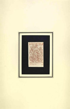 Vintage Ex-Libris Giorgio Balbi - Woodcut Print - Mid-20th Century