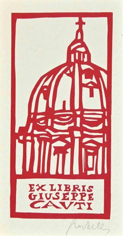 Ex Libris - Giuseppe Cavti - woodcut - Mid 20th Century