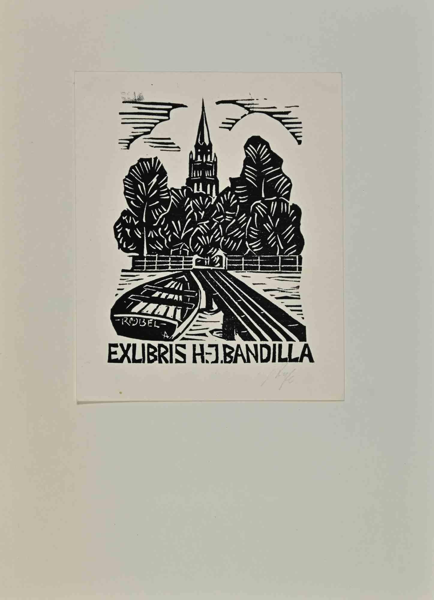 Unknown Figurative Print - Ex Libris - H.-J. Bandilla - Woodcut - 1981