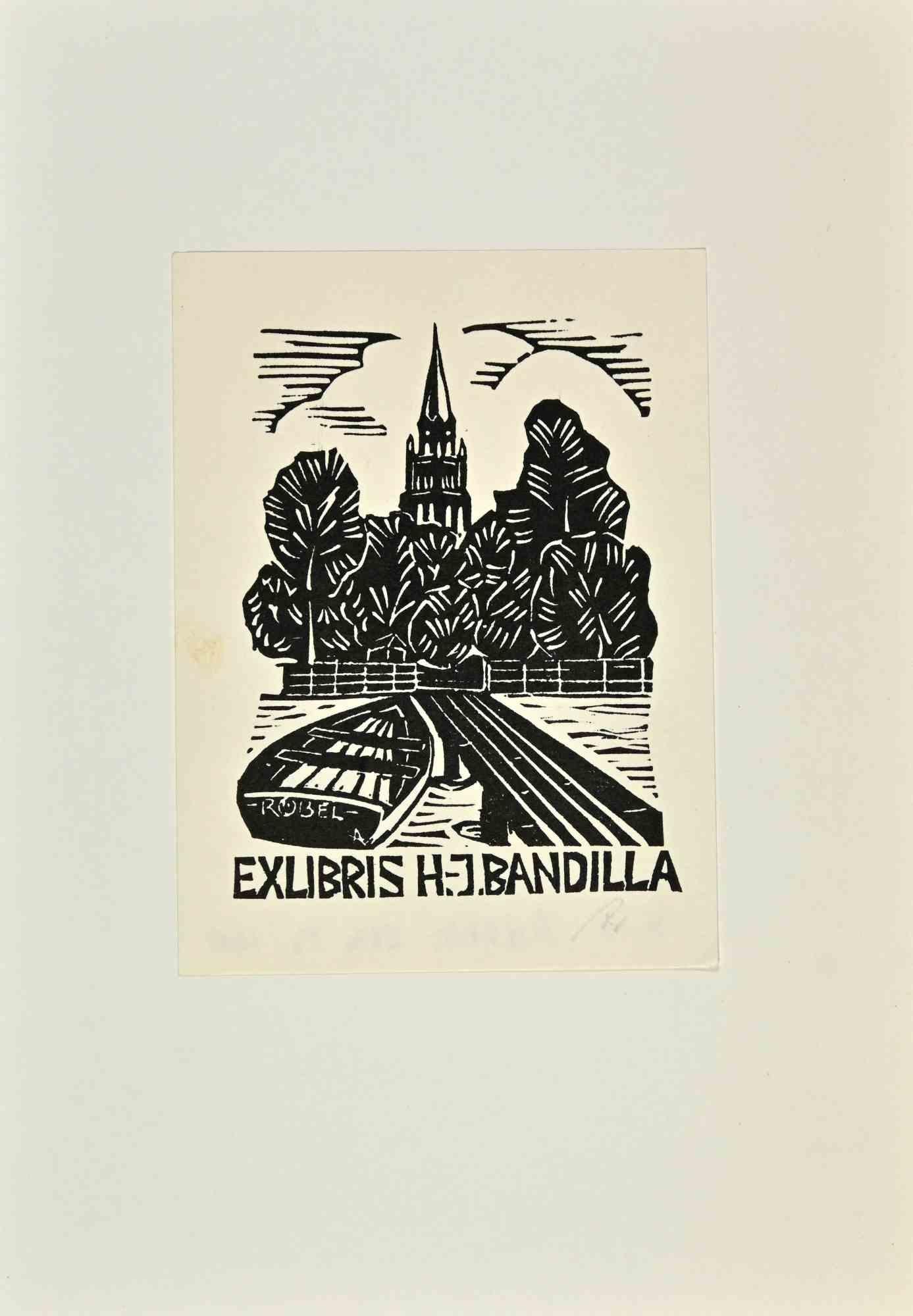 Unknown Figurative Print - Ex Libris H.-J.Bandilla - Woodcut - 1981