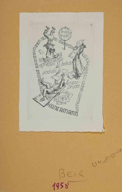 Ex-Libris - Hansamann - woodcut - Mid 20th Century
