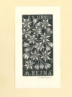 Ex Libris Hejna - Original Woodcut - Mid-20th Century