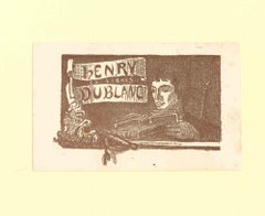 Ex Libris Henry Du Blanc - Original Woodcut - Early 20th Century