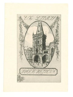 Antique Ex Libris Heynova - Original Offset Print - Early 20th Century