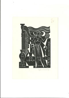 Ex Libris Hlinovska - Original Woodcut - Mid-20th Century