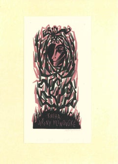 Vintage Ex Libris Hlinovské - Original Woodcut - 1968