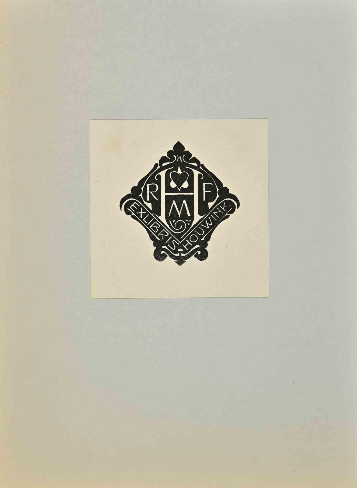 Unknown Figurative Print -  Ex Libris  - Houwink - Woodcut - 1950s