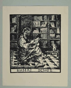 Ex-Libris - Hubert Dewez - woodcut - Mid 20th Century