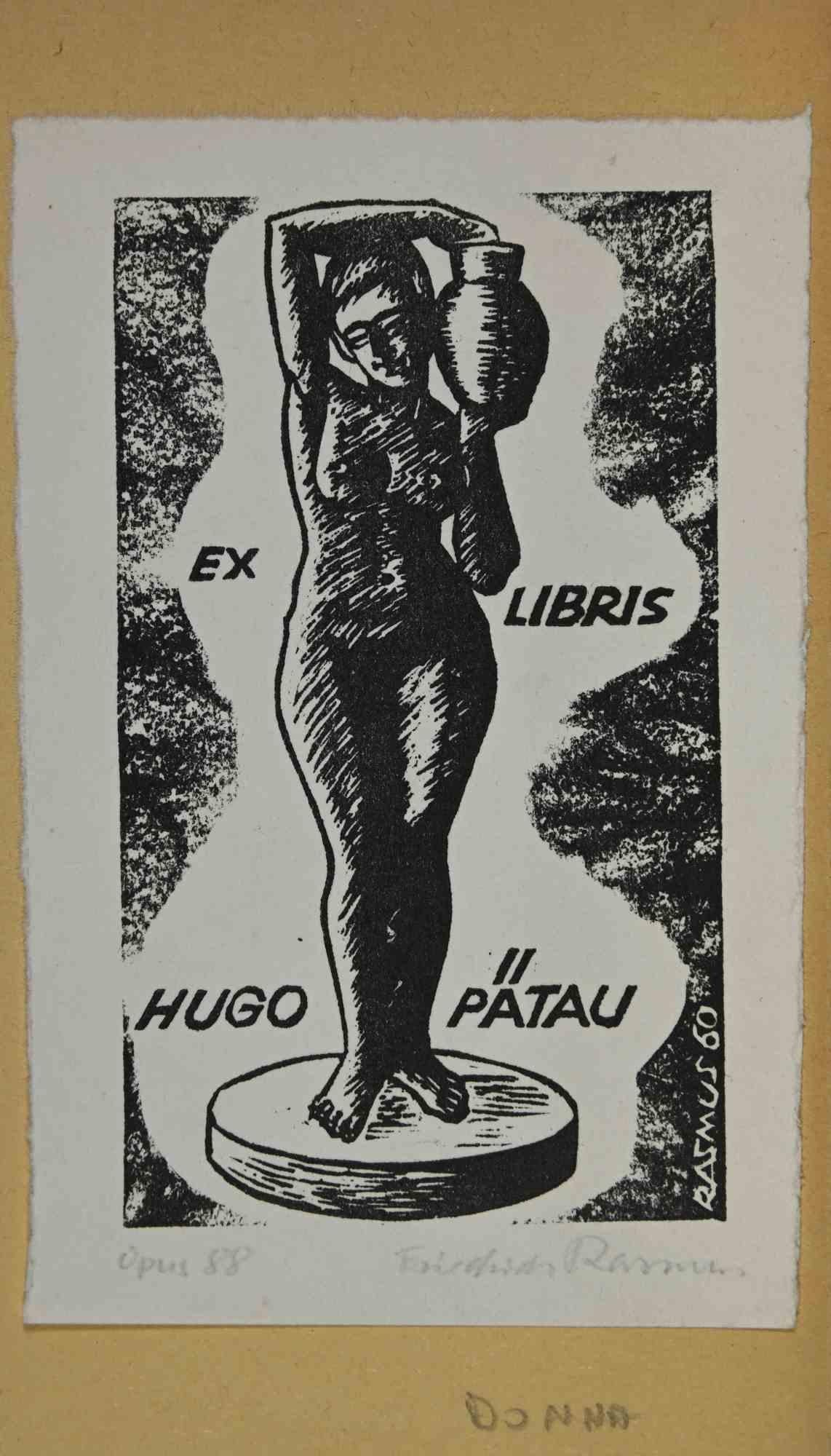 Unknown Figurative Print - Ex-Libris - HUgo Il Patau - Woodcut - Mid 20th Century