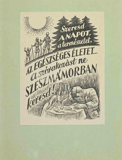 Retro Ex Libris - I love the sun - woodcut - Mid 20th Century