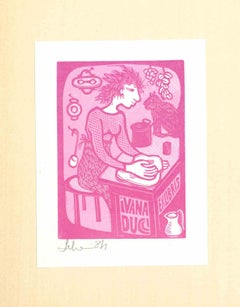Ex Libris Ivana Ducci - Original Woodcut - 1984