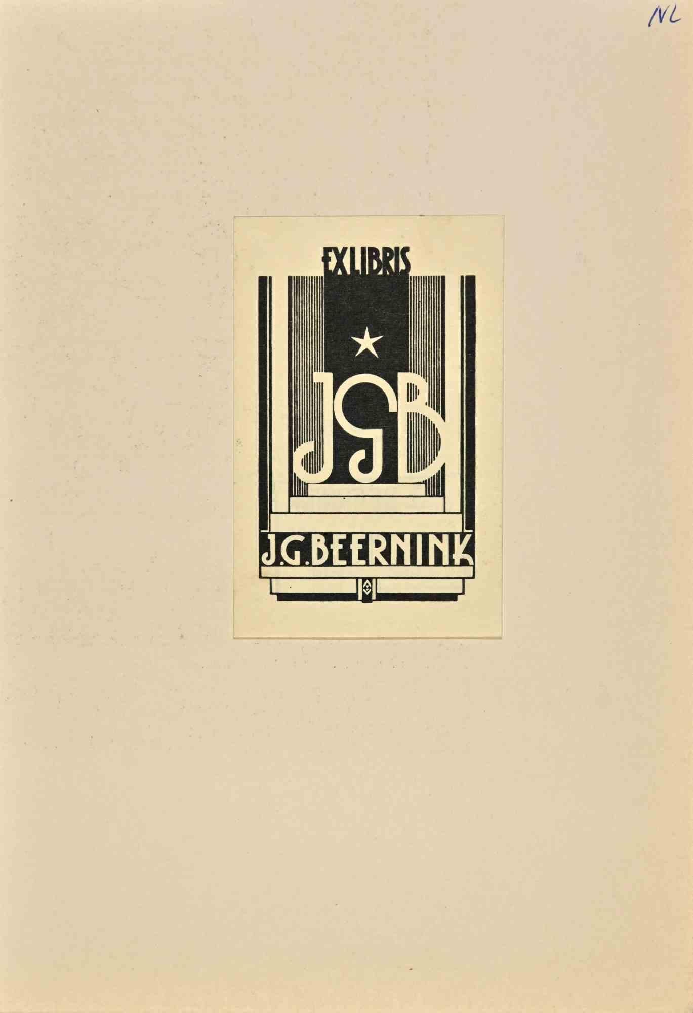 Unknown Figurative Print - Ex Libris - J. G. Beernink - Woodcut - 1932
