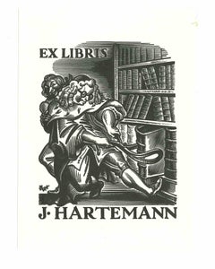 Ex Libris J. Hartemann - Original Woodcut - 1940s