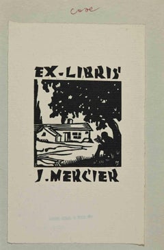 Ex-Libris - J. Mercier - Woodcut by Jocelyn Mercier - 1957