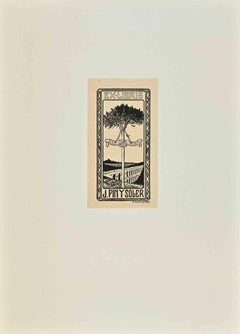 Vintage  Ex Libris - J. Piny Soler - Woodcut - Mid 20th Century