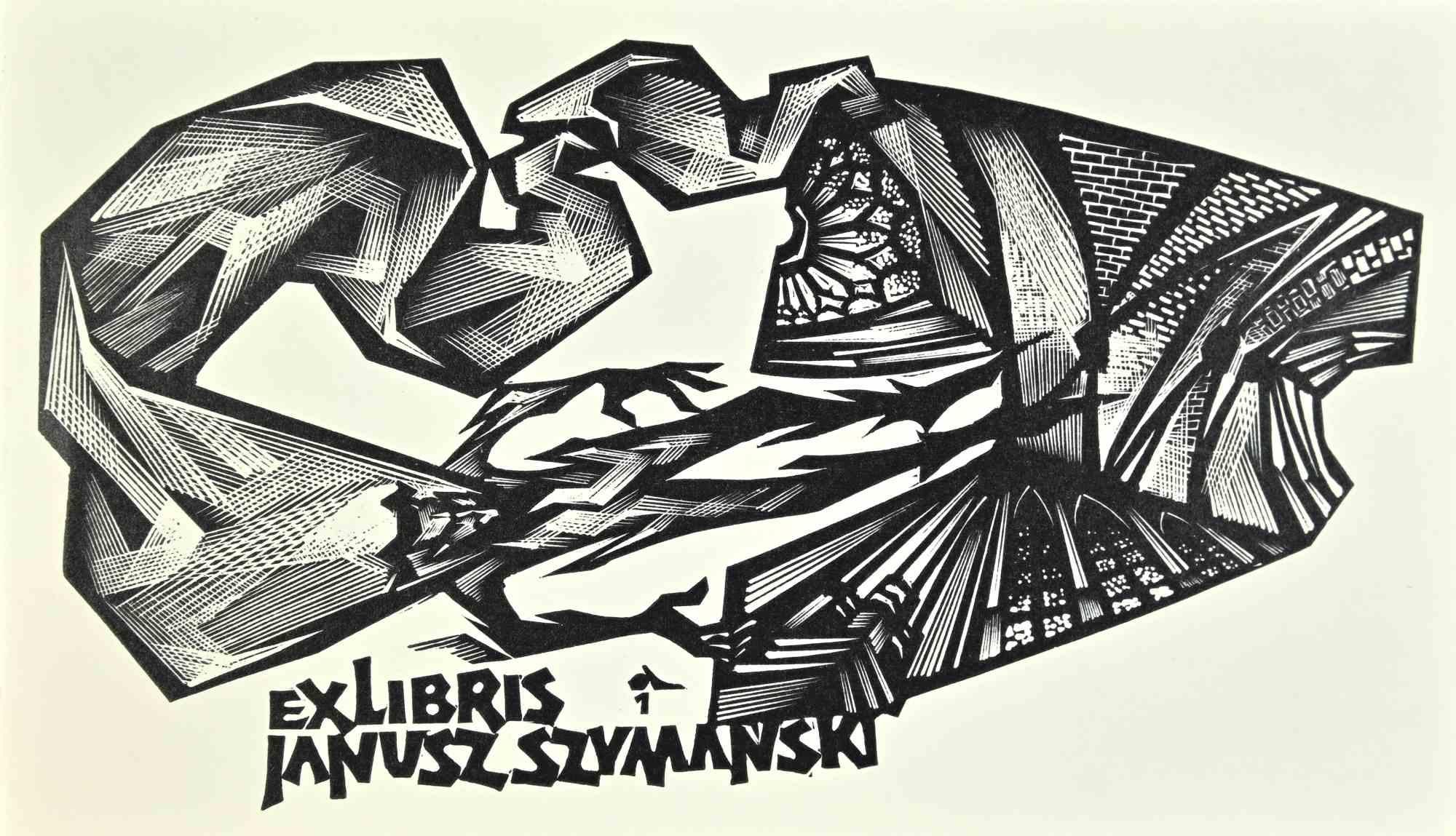 Ex Libris - Januszszymanski - Holzschnitt - Mitte des 20. Jahrhunderts