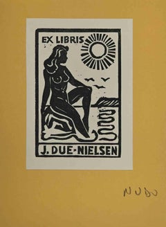 Ex-Libris  - J.Due-Nielsen - woodcut- Mid 20th Century