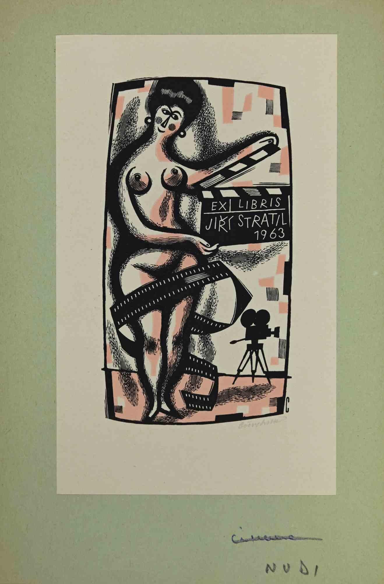 Unknown Figurative Print - Ex-Libris - Jirt Stratil - Mid 20th Century