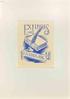 Ex Libris - J.J. V. Lindt - gravure sur bois - Milieu du 20e siècle