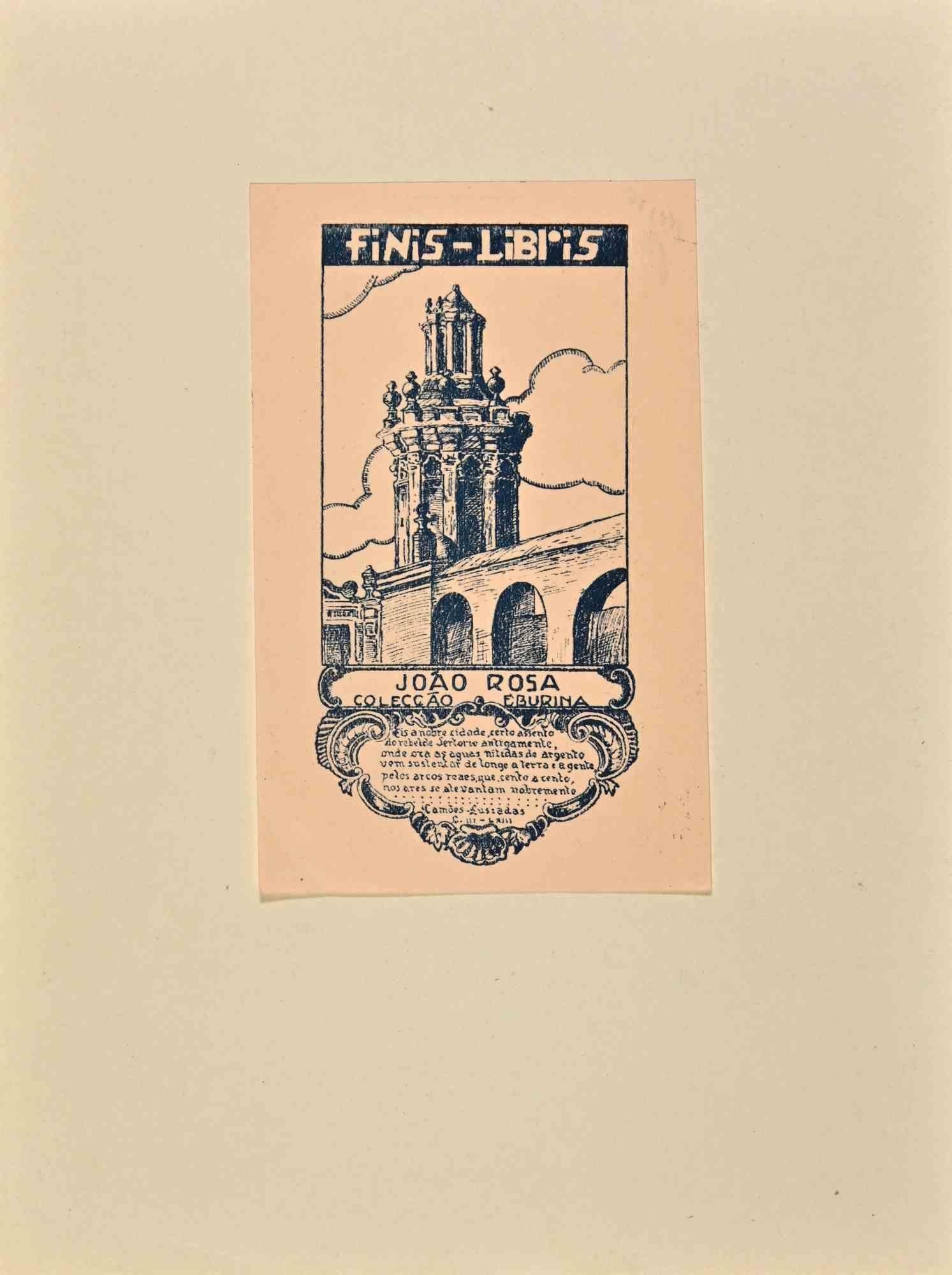 Ex Libris Joào Rosa - Woodcut - Mid 20th Century