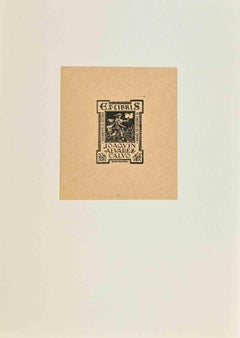 Ex Libris Joaquin Alvarez Calvo - Stampa xilografica - Metà del XX secolo