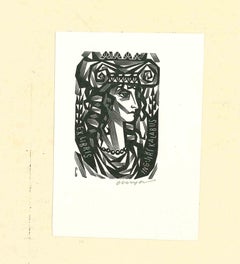 Ex Libris Kalabus - Original Woodcut - 1950s