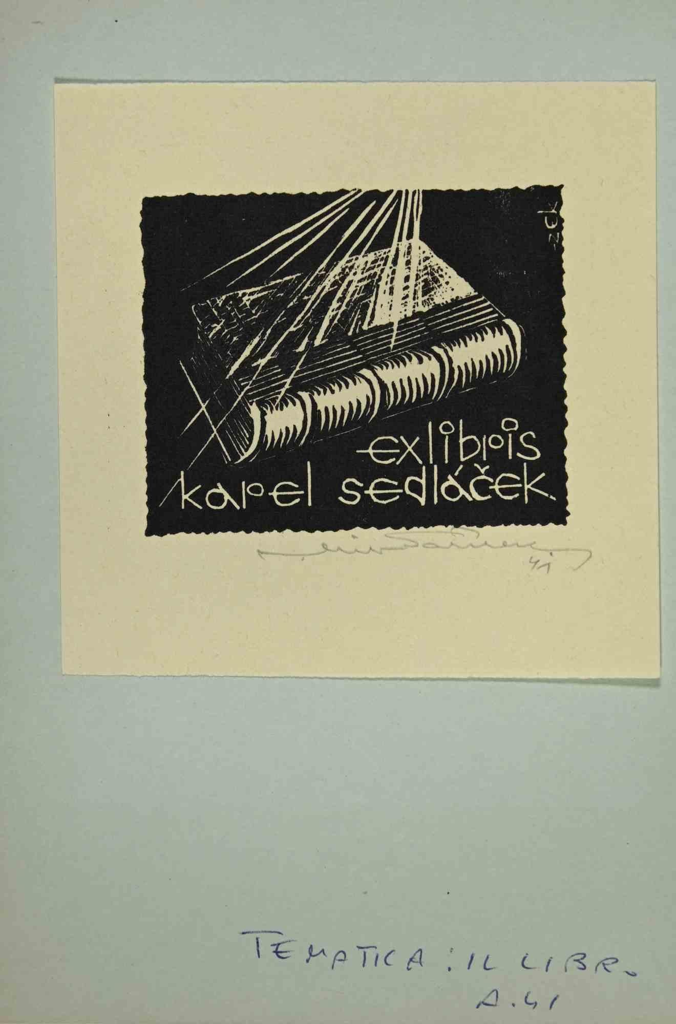 Unknown Figurative Print – Ex-Libris – Kapel – Holzschnitt – Mitte des 20. Jahrhunderts