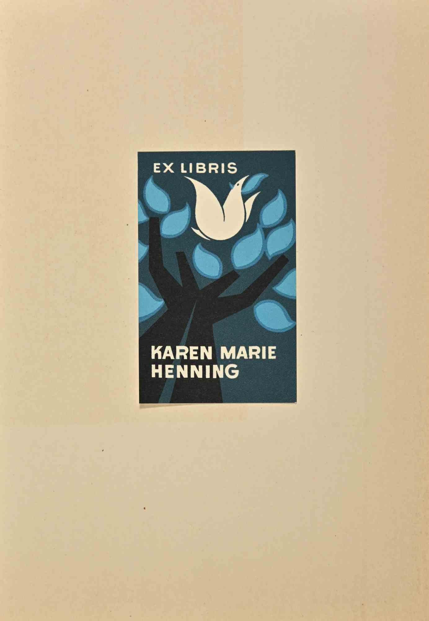 Unknown Figurative Print - Ex Libris - Karen Marie Henning - Lithograph- 1950s