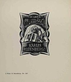 Ex-Libris – Karlis Rozenbergs – Holzschnittdruck – Mitte des 20. Jahrhunderts