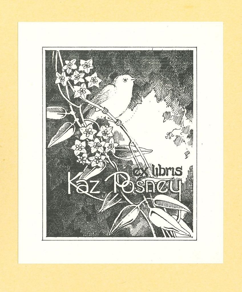 Ex Libris Kaz Posney - Original Woodcut - Early 20th Century