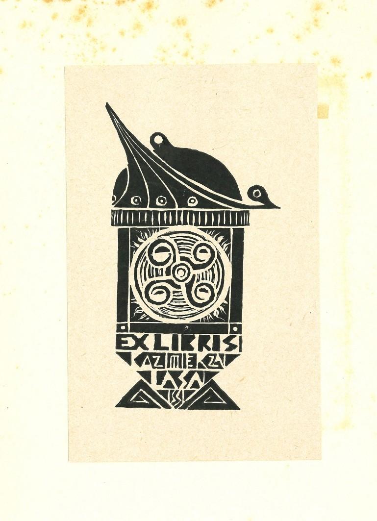 Unknown Figurative Print - Ex Libris Kazimiekai - Original Woodcut Print - Mid-20th Century
