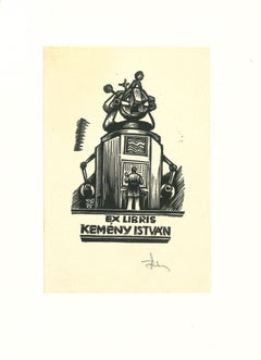 Ex Libris Kemény istvan - Woodcut - Mid-20th Century