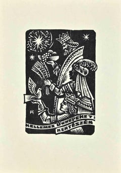 Ex Libris - Kerteszek - Holzschnitt - Mitte des 20. Jahrhunderts