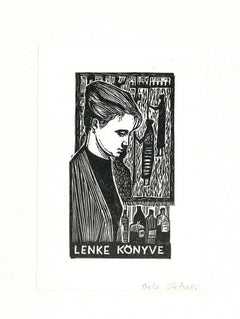 Ex Libris Konyve - Original Woodcut - Early 20th Century