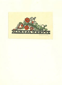 Ex Libris Konyve - Original Woodcut Print - Mid-20th Century