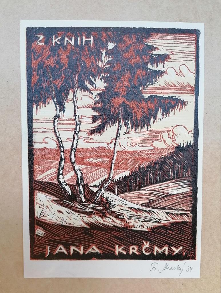 Libris KRCMY - Original-Holzschnitt - 1934